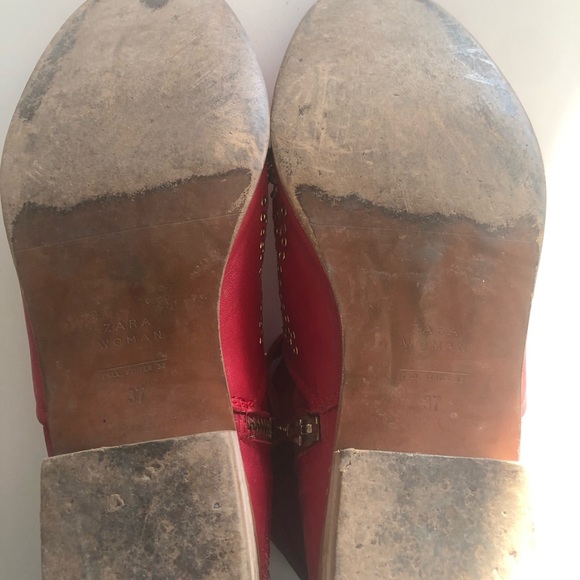 Unique real leather red boots with golden studs 37 - Picture 8 of 8